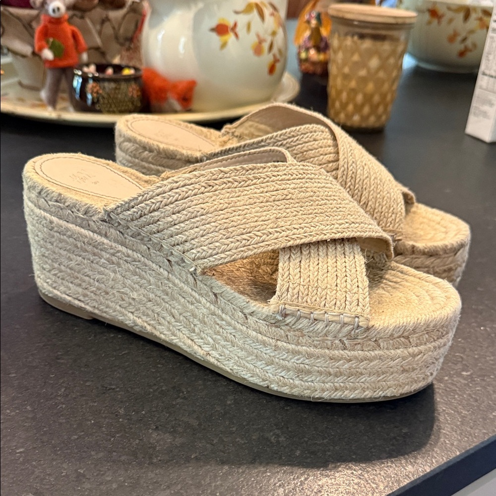 H&M Cream Espadrille Wedge Sandals